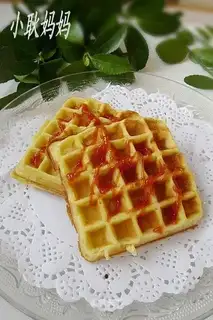 Cake version of ketchup waffles