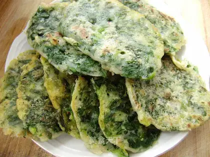 Celery leaf pancakes