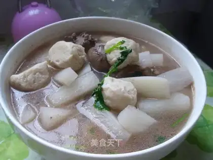 Duck liver fish ball and white radish soup