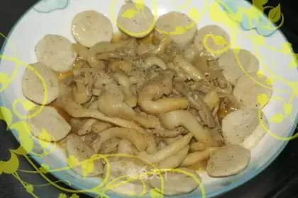 stir-fried fish balls with mushroom
