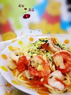 Tomato egg shrimp noodles