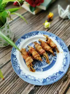 Boiled bacon gill mushrooms