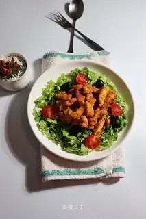 Korean chicken and fruit salad