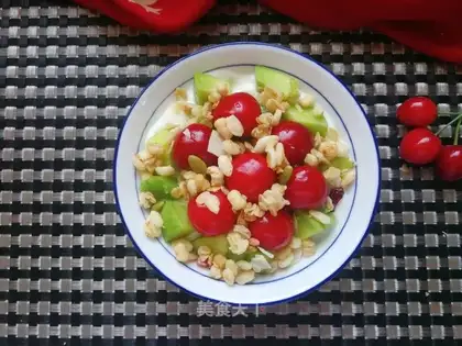 Sweet melon cherry yogurt bowl