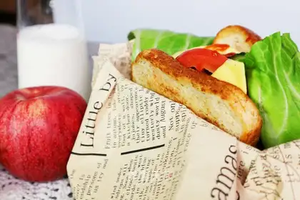 A thick egg sandwich