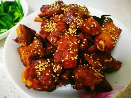 Tasty red roasted ribs