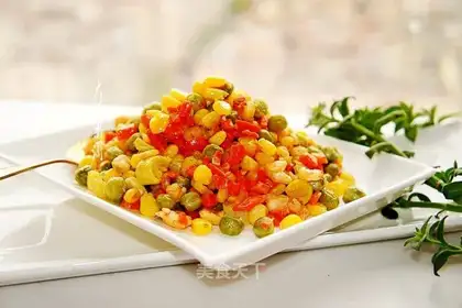 Peas corn and shrimp