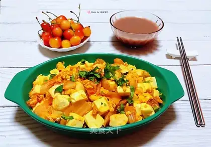 Tofu eggs and spicy cabbage