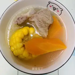 Corn radish steak soup
