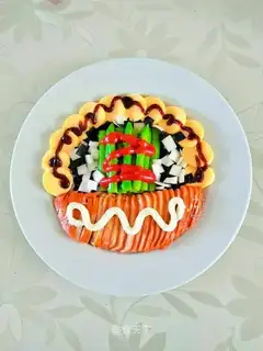 Chicken turquoise-colored salad
