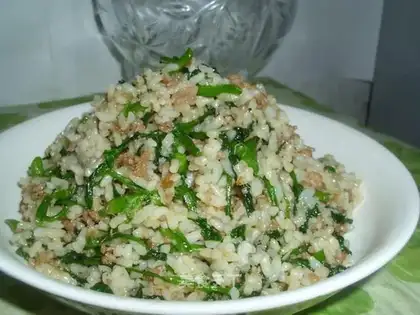 Fried rice with watercress and minced pork