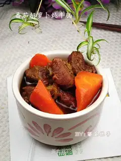 Stewed beef brisket with tomato and carrot