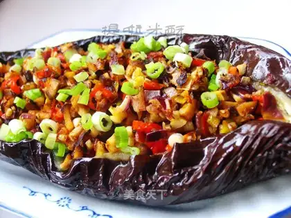 Roasted eggplant with mushroom and garlic