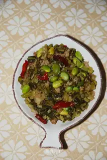 Potherb mustard with minced pork