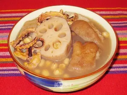 Octopus pork knuckles and lotus root soup