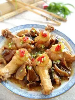 Steamed chicken legs with mushroom