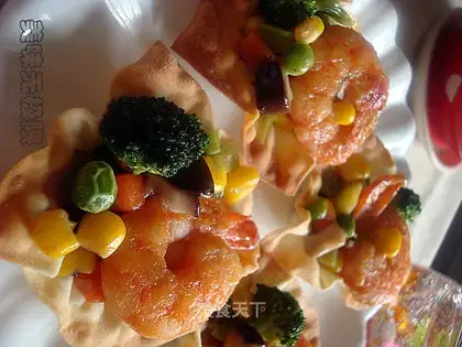 Colorful shrimp with marigold