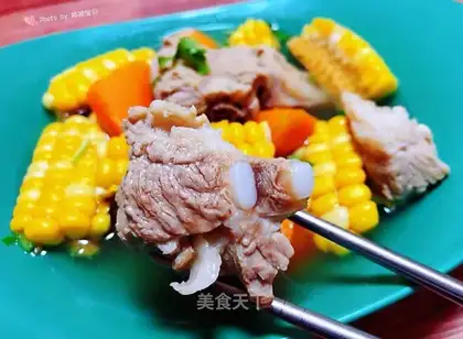 Corn carrot steak soup