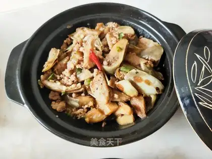 A casserole of pork and eggplant