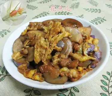 Duck egg and eggplant