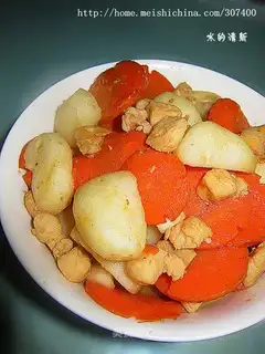 Roasted chicken breast with water chestnut and carrot