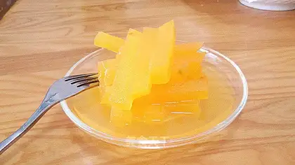 Orange juice and melon strips