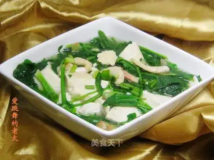 Sheep-purse shrimp dried tofu soup