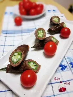 Beef roll with okra