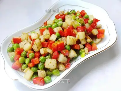 diced peas and yam