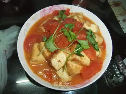 Stewed tofu with tomato