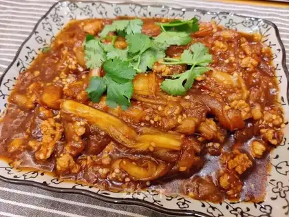 Meat and eggplant