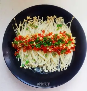 Garlic fans steamed golden needle mushrooms