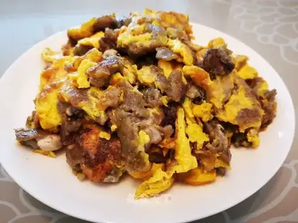 Pork fried eggs