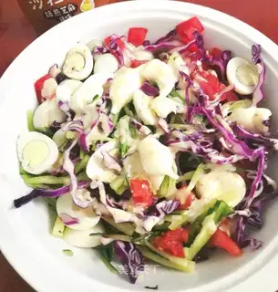Quail egg vegetable salad