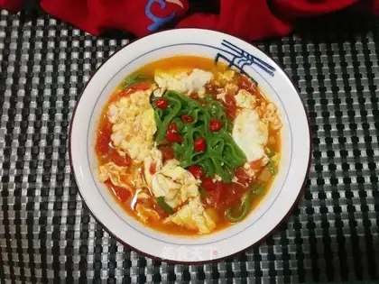 Potato omelet spinach noodles