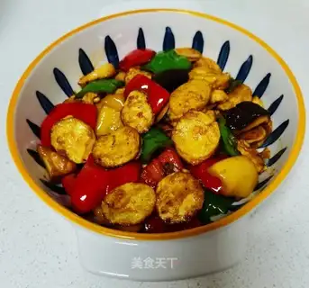 Pepper mushrooms burn Japanese tofu