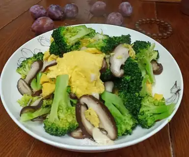 Eggs and mushrooms and broccoli