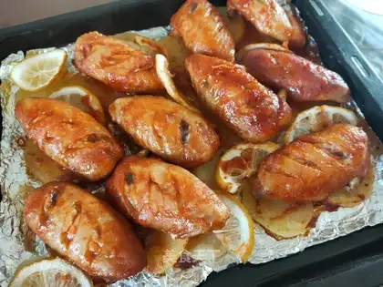 Lemon potatoes roast chicken wings