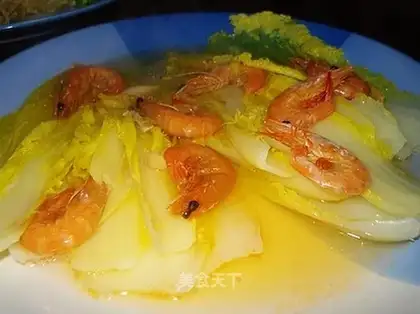 Steamed Shrimp with Chinese Cabbage and Chicken Soup
