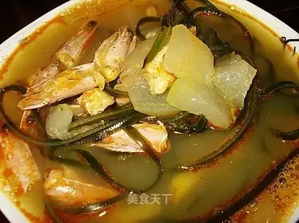Shrimp head and white gourd soup