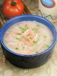 Red and white shredded soup