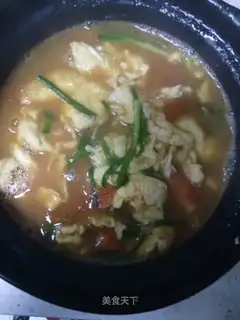 Tomato egg omelet soup