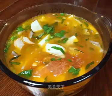 Tomato tofu mushroom soup