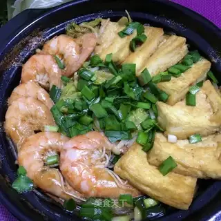 Plum tofu fan shrimp