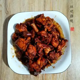 A red roasted chicken