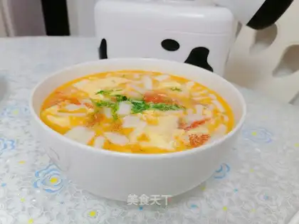 Seafood mushrooms and eggplant soup