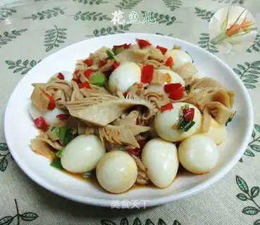 Quail egg fried oxen leaves
