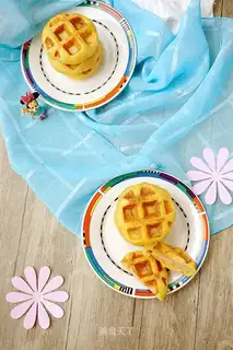 German ham with red potato waffles