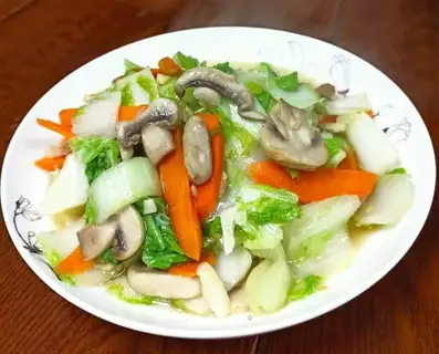 Carrots, mushrooms, cabbage