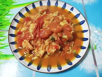 Tomato eggs and shrimp